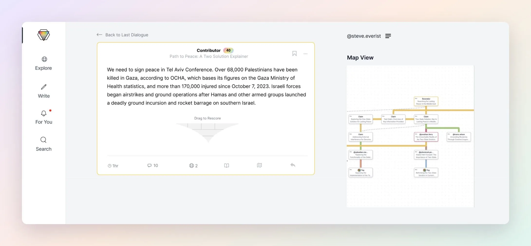 Integrally dialogue view on desktop with the Scoring Triangle and MapView