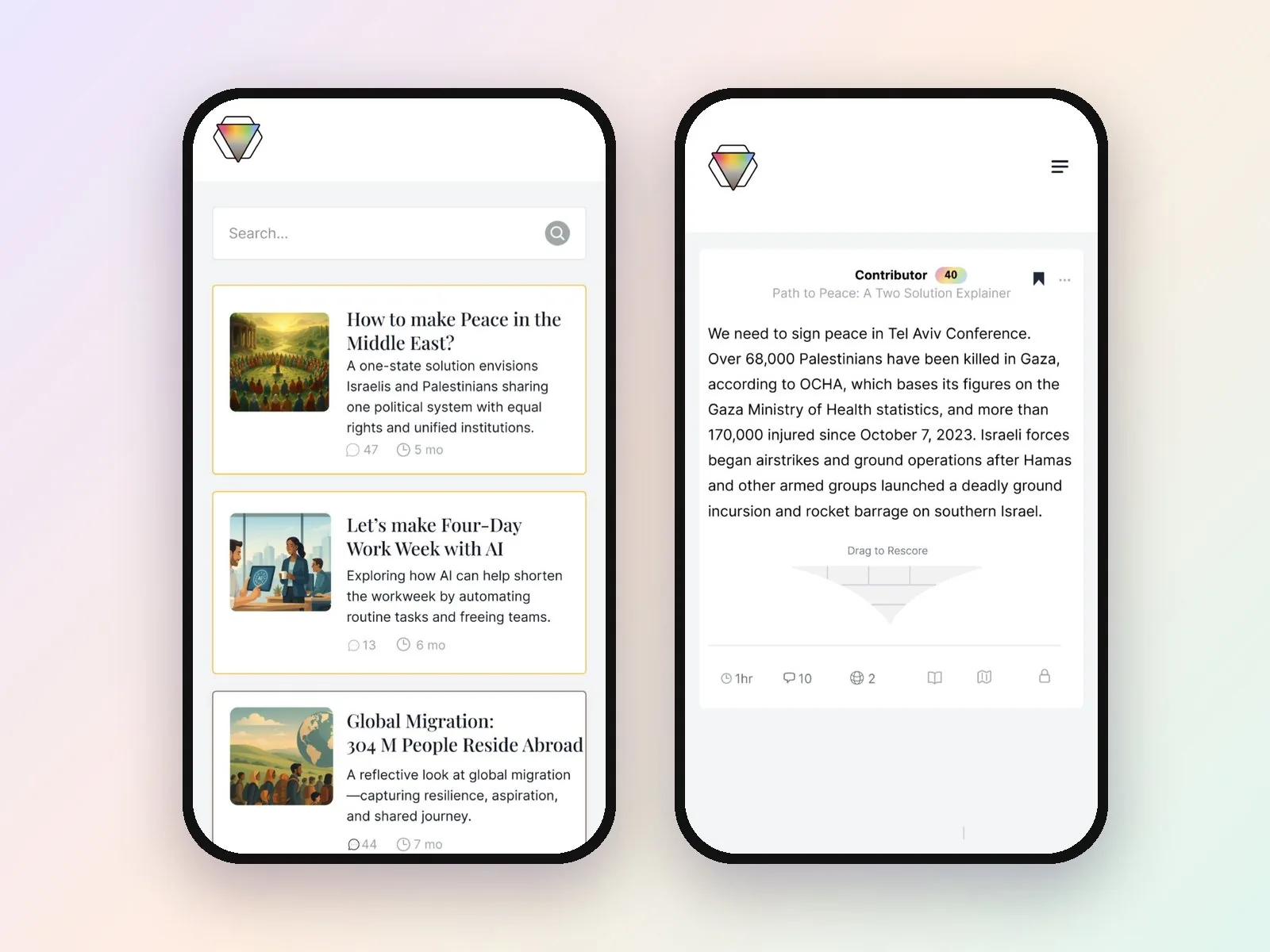 Integrally Explore and Dialogue screens on mobile